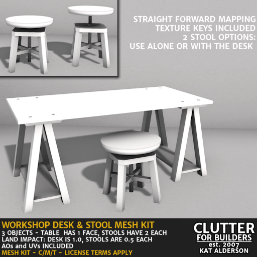 CLUTTER - Mesh Kit - Workshop Desk & Stools